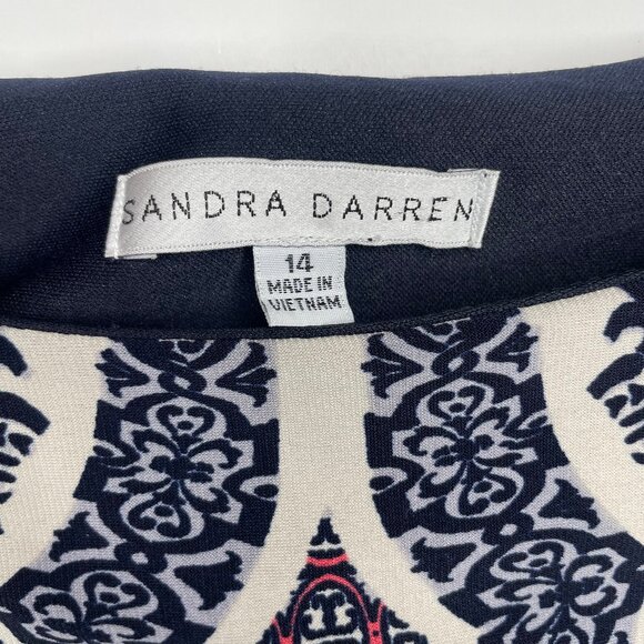 Sandra Darren Women's Paisley Print 3/4 Sleeve Mixed Print Shift Dress Size 14 - Picture 8 of 11